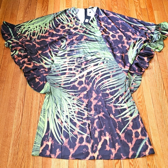 Satin Kaftan Safari Print Maxi Dress - Picture 3 of 12
